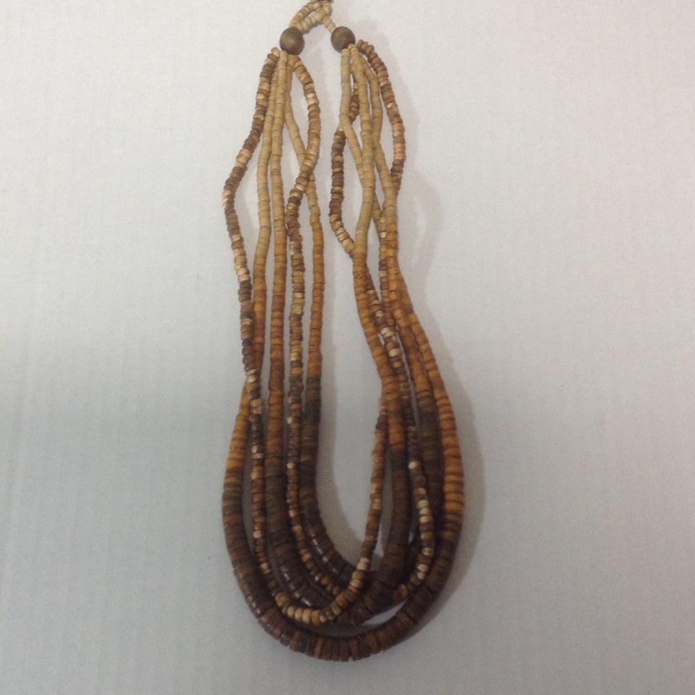 5 Strands Necklace - Wooden Beads - Picture 3 of 3